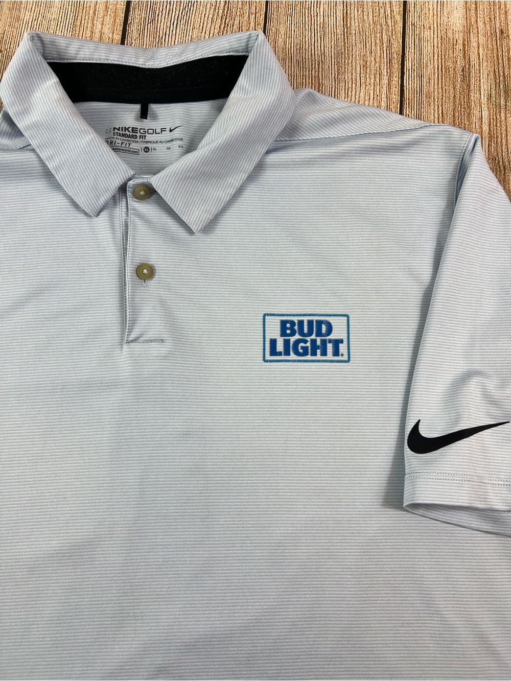 Mens Nike Dri Fit Golf Striped Polo Shirt Budlight Size XL